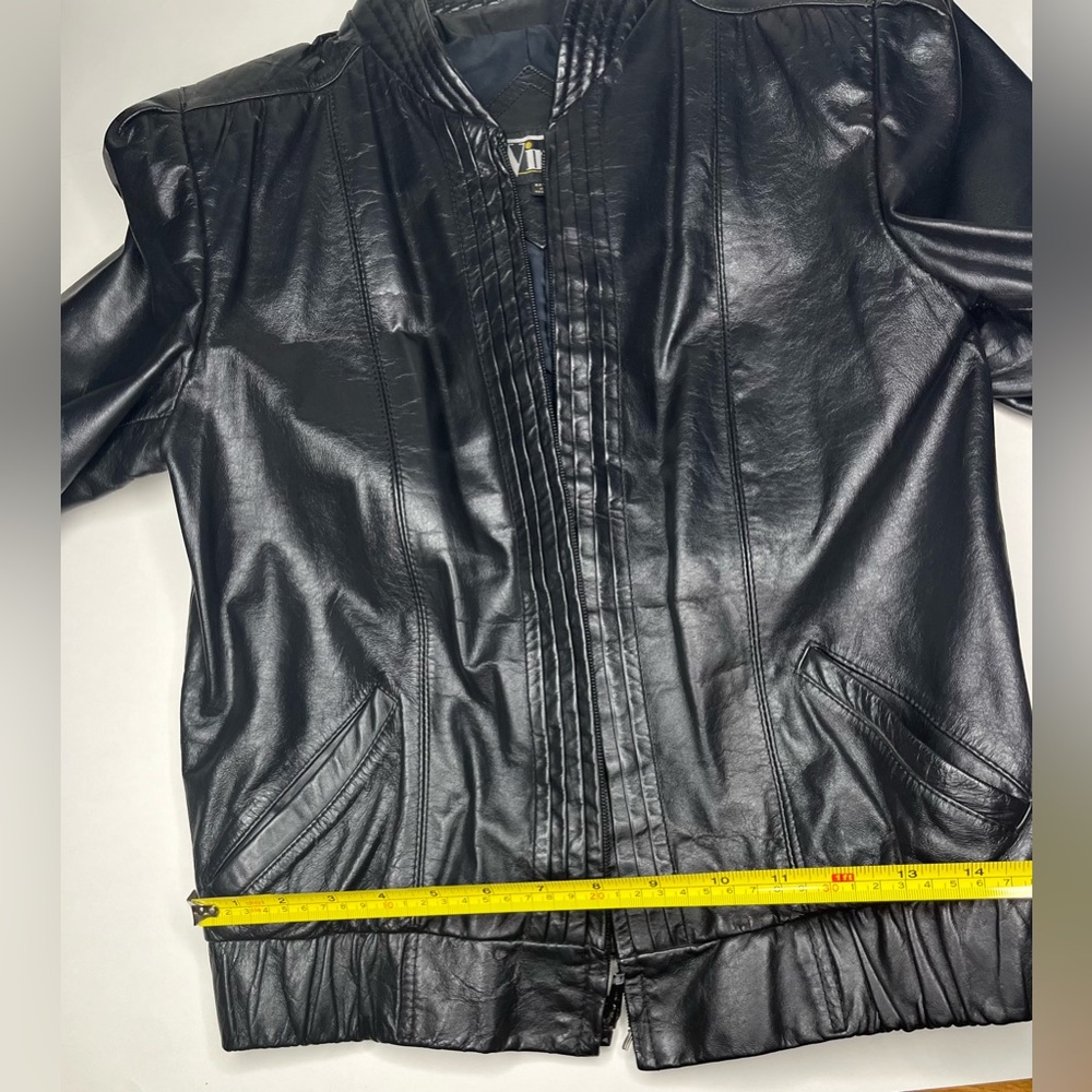 Winlit Black Leather Vintage Moto Jacket Size 7-8 Genuine Leather Made in Korea - Picture 11 of 13